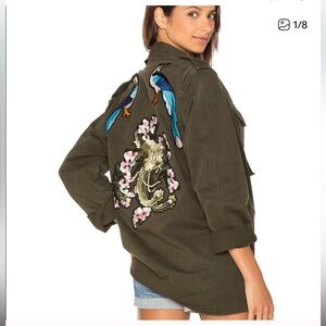 RARE ‘Good fckin Vibes’ Cadet J’adore 
 Embroidered Military Jacket Planet Blue